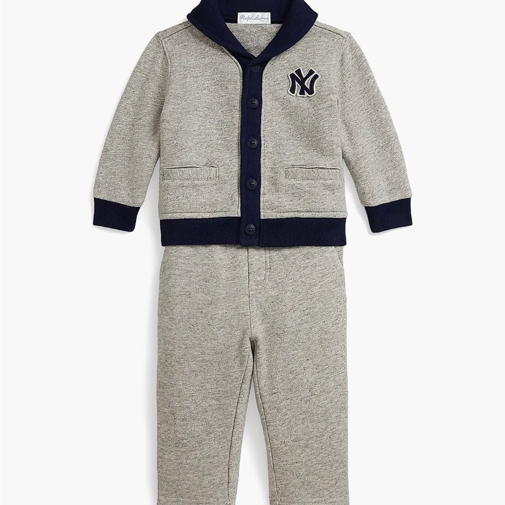 Polo Ralph Lauren Baby Boy 3 months yankee cardigan and sweatpants set